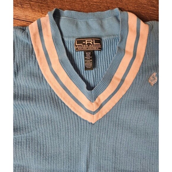 L-RL Lauren Active Ralph Lauren Knit Women’s Sweater Size Medium V-neck Golf - Picture 3 of 8